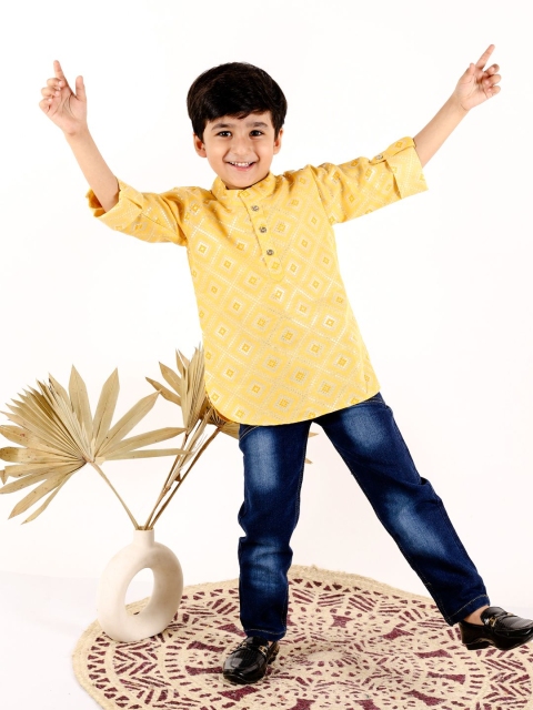 Superminis Boys Geometric Printed Thread Work Kurta