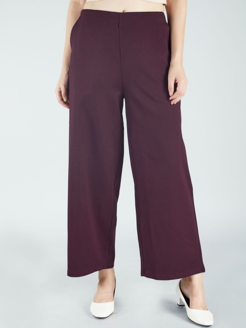 The Roadster Lifestyle Co Women Straight Fit High Rise Wide Leg Trousers
