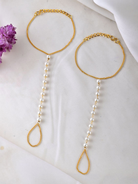Silvermerc Designs Gold-Plated Pearls Anklet