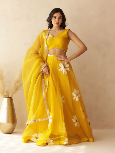 DEASHA INDIA Printed Thread Work Ready to Wear Lehenga & Blouse With Dupatta