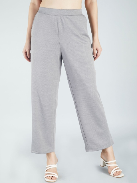 The Roadster Lifestyle Co Women Straight Fit High Rise Wide Leg Trousers