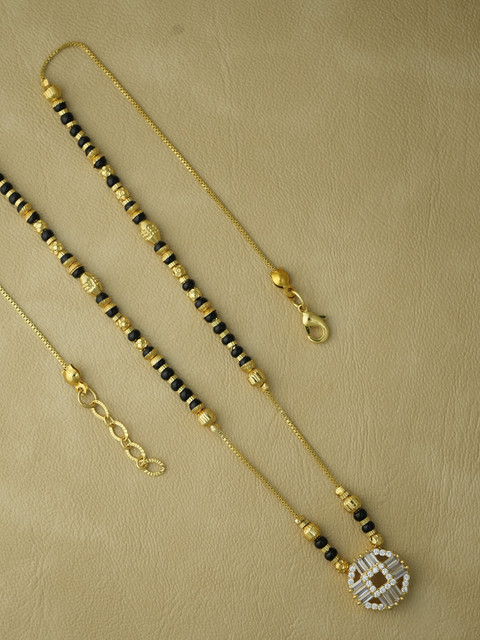 jueri Gold-Plated Artificial Stones and Beads Mangalsutra