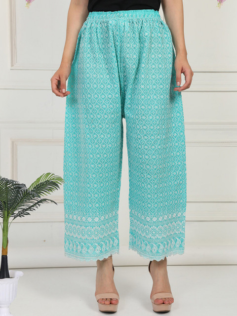 Fashionable Women Cotton Knitted Chikankari Palazzo