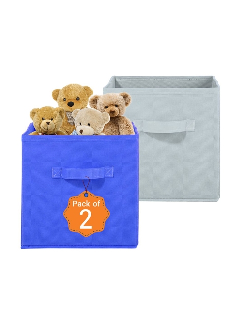 Kuber Industries Blue Set of 2 Multi-Utility Cloth Storage Organisers Box