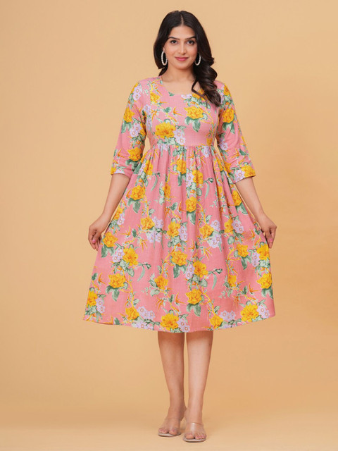 BAESD Women Floral Printed Maternity A-Line Dress