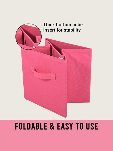 Kuber Industries Pink Set of 2 Multi-Utility Cloth Storage Organisers Box - Image 3