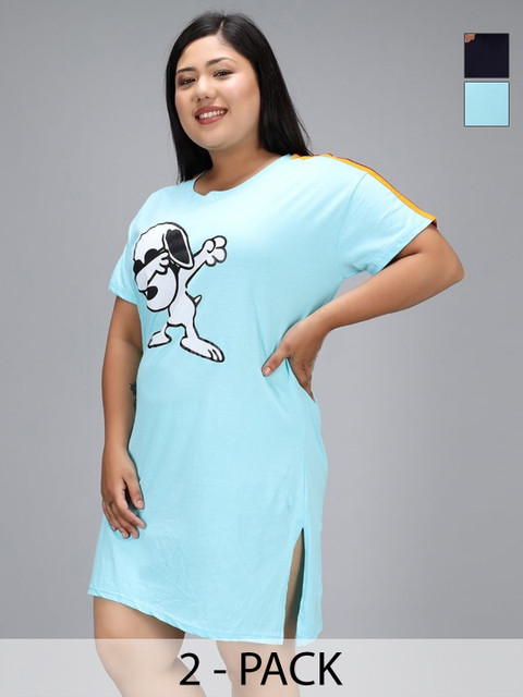 Dreambe Women Pack Of 2 Plus Size T-shirt