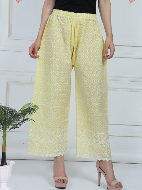 Fashionable Women Cotton Knitted Chikankari Palazzos