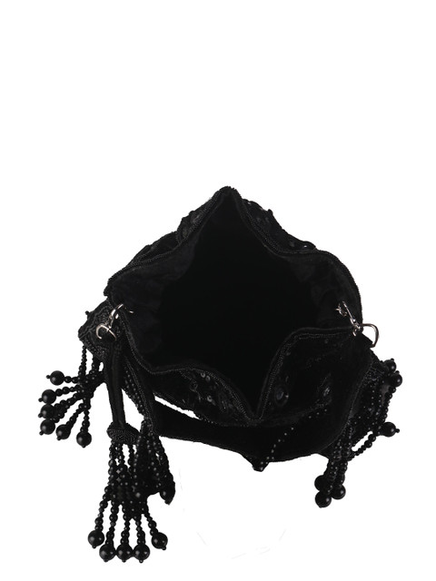 Swisni Embroidered Mirror Work Potli Shaped Clutch - Image 6