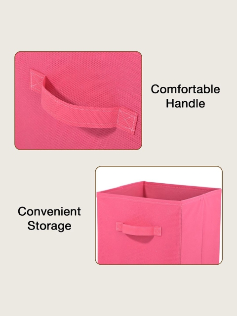 Kuber Industries Pink Set of 6 Multi-Utility Cloth Storage Organisers Box - Image 3