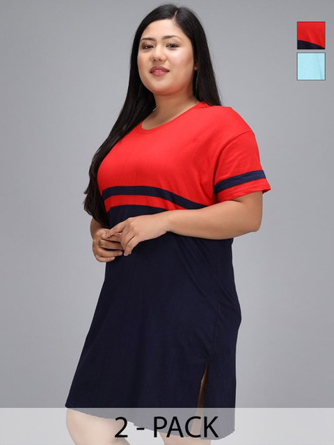 Christy World Women Pack Of 2 Plus Size T-shirt