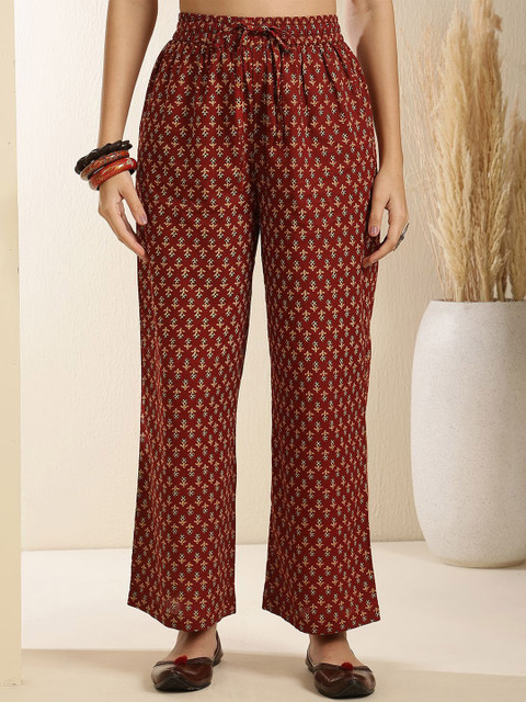 GULMOHAR JAIPUR Ethnic Motifs Printed Pure Cotton Straight Kurta with Palazzo & Dupatta Set - Image 7