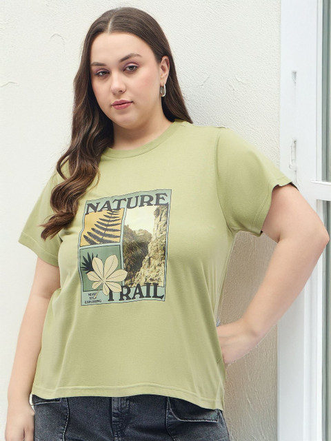 DressBerry Curve Women Plus Size Graphic Printed Cotton T-shirt