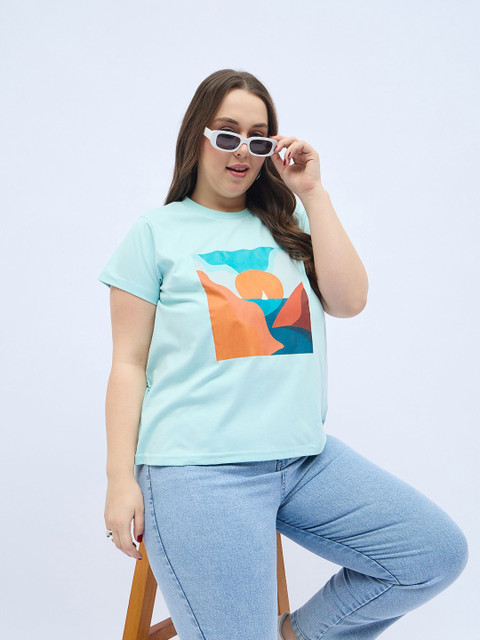 DressBerry Curve Women Plus Size Graphic Printed Round Neck Relaxed Fit T-shirt - Image 6