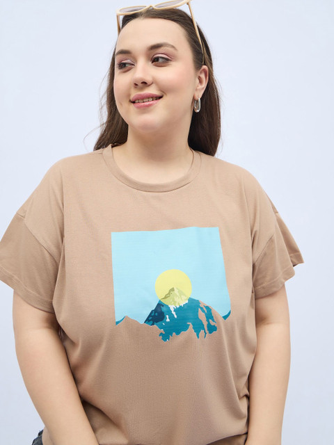 DressBerry Curve Women Plus Size Graphic Printed Round Neck Relaxed Fit T-shirt