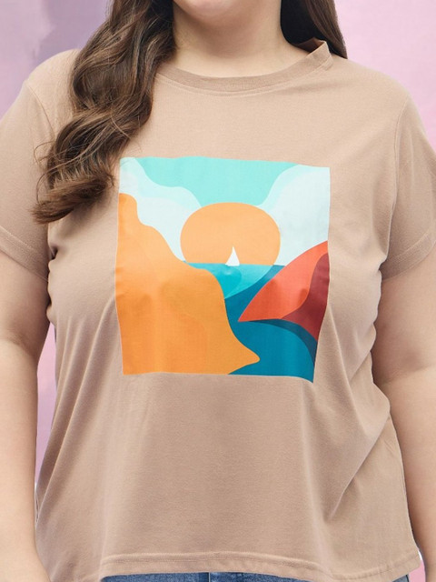 DressBerry Curve Women Plus Size Graphic Printed Round Neck Relaxed Fit T-shirt - Image 2