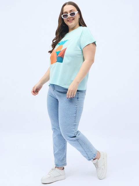 DressBerry Curve Women Plus Size Graphic Printed Round Neck Relaxed Fit T-shirt - Image 5