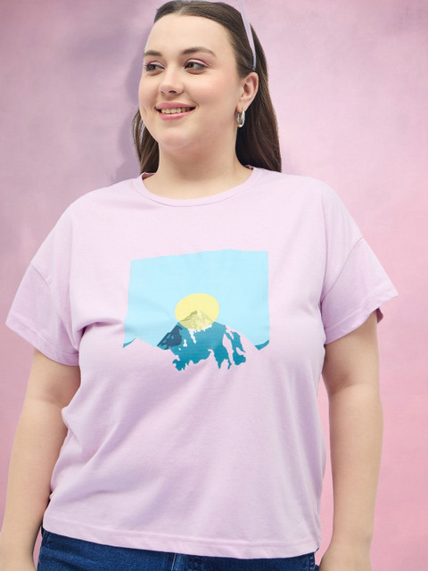 DressBerry Curve Women Plus Size Graphic Printed Round Neck Oversized T-shirt