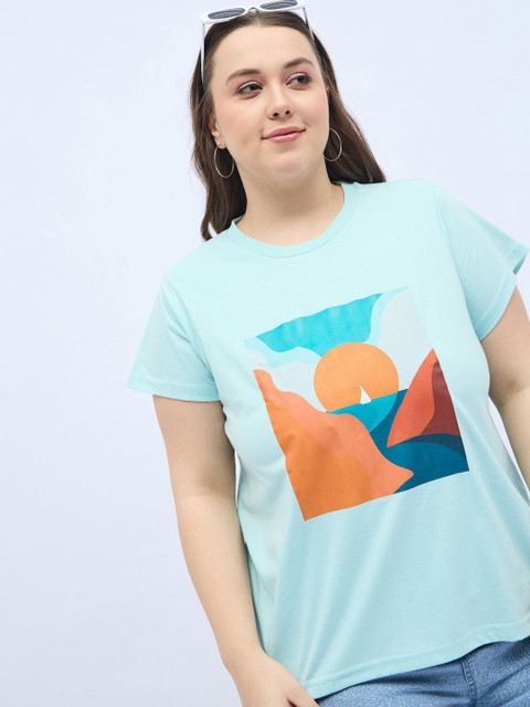 DressBerry Curve Women Plus Size Graphic Printed Round Neck Relaxed Fit T-shirt - Image 7