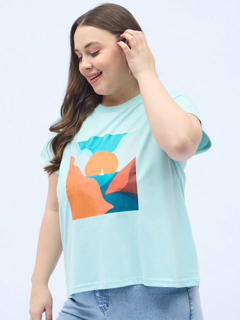 DressBerry Curve Women Plus Size Graphic Printed Round Neck Relaxed Fit T-shirt - Image 3