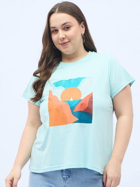 DressBerry Curve Women Plus Size Graphic Printed Round Neck Relaxed Fit T-shirt