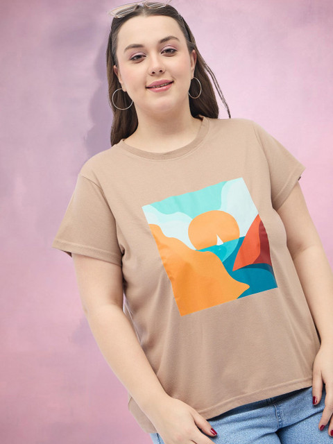 DressBerry Curve Women Plus Size Graphic Printed Round Neck Relaxed Fit T-shirt - Image 6