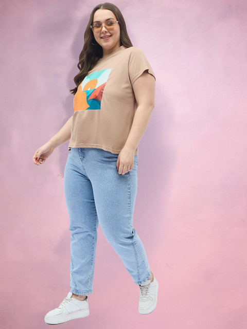 DressBerry Curve Women Plus Size Graphic Printed Round Neck Relaxed Fit T-shirt - Image 5