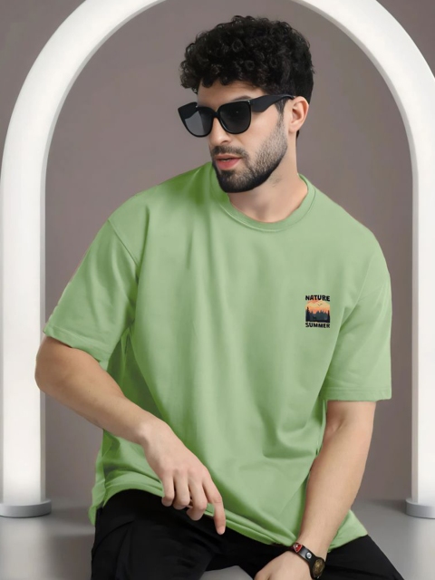 R.Code by The Roadster Lifestyle Co. Men Graphic Printed Round Neck Oversized T-shirt