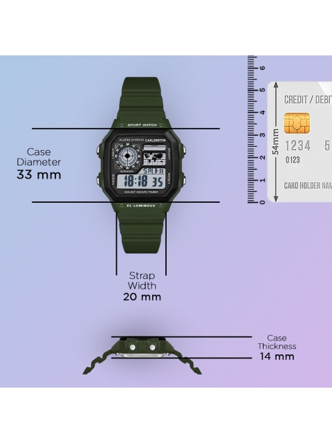 CARLINGTON Unisex Kids Dial & Straps Digital Multi Function Watch Junior 321 Green - Image 7