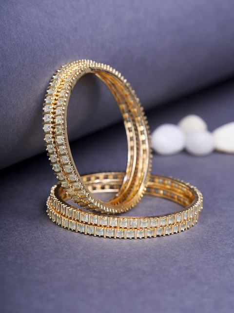 Opal Touch Set Of 4 Gold-Plated AD Studded Bangles