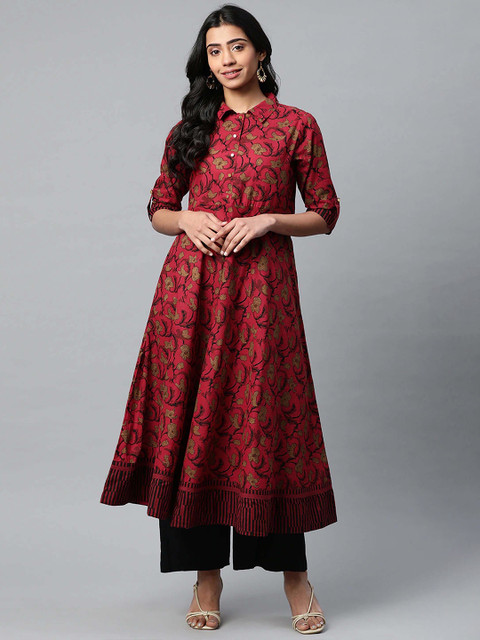 IKRASS Women Floral Printed Gotta Patti Anarkali Kurta