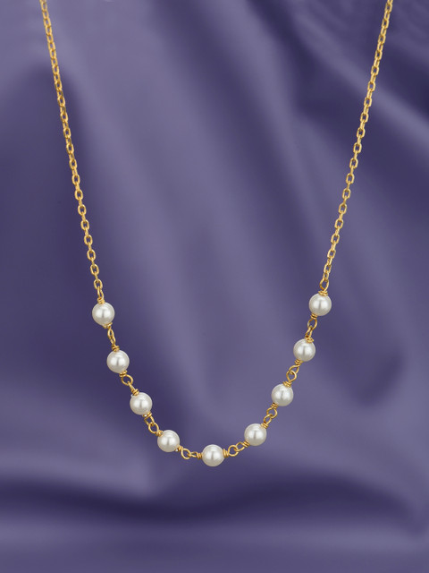 DressBerry 18kt Gold Plated Pearl Studded Necklace