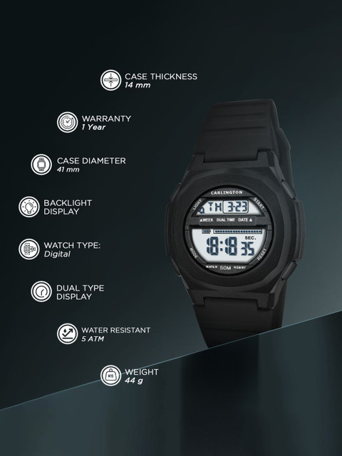 CARLINGTON Unisex Dial & Straps Digital Multi Function Watch Endurance 9117 Black - Image 5