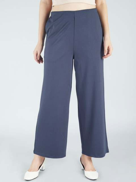 The Roadster Lifestyle Co. Straight-Fit High-Rise Wide Leg Formal Trousers