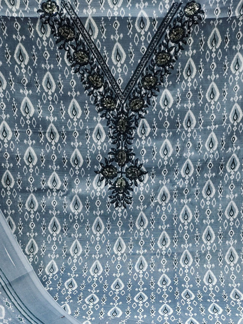 HERE&NOW Ethnic Motifs Printed Sequinned Unstitched Dress Material - Image 5