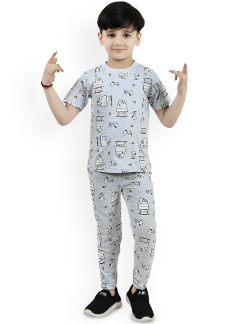 Arshia Fashions Boys Graphic Printed T-shirt & Pyjamas Night suit