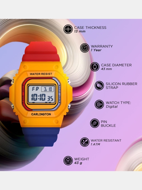 CARLINGTON Unisex Kids Dial & Straps Digital Multi Function Watch Junior 718 Yellow - Image 5