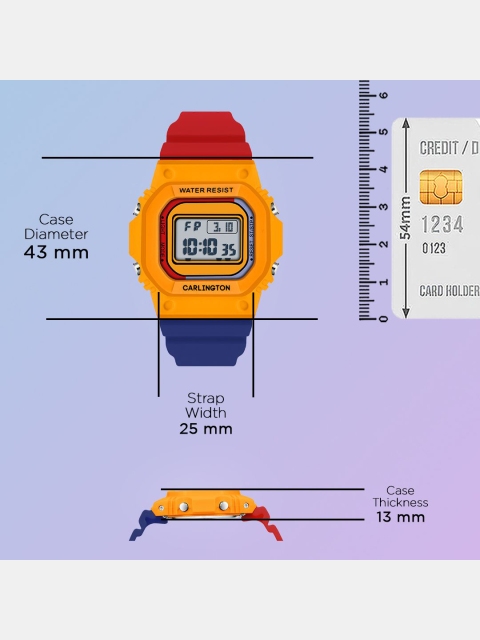 CARLINGTON Unisex Kids Dial & Straps Digital Multi Function Watch Junior 718 Yellow - Image 7