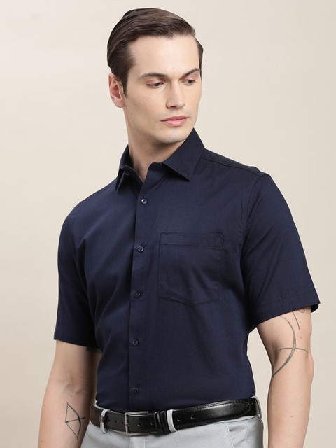 Turtle Spread Collar Standard Pure Cotton Formal Shirt - Image 4