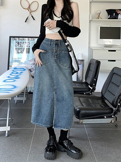 StyleCast Blue Straight Midi Skirts