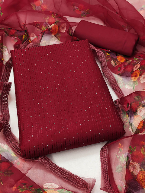 HERE&NOW Embellished Cotton Unstitched Dress Material