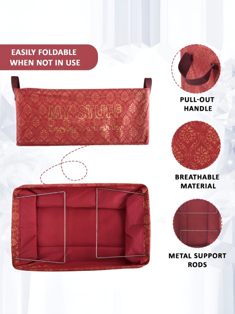 Myntra Elegant Homes Maroon 4 Pcs Cloth Storage Bag With Handle - Image 4