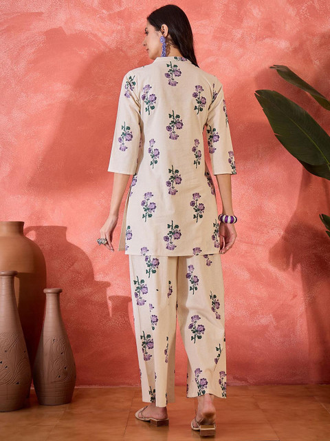 Sangria Floral Printed Pure Cotton Tunic & Palazzo Co-Ord Set - Image 6