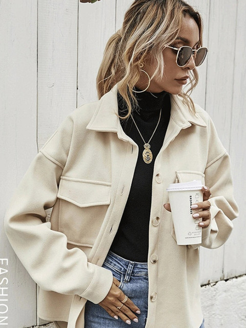 StyleCast Beige Solid Casual Jacket