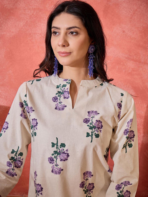 Sangria Floral Printed Pure Cotton Tunic & Palazzo Co-Ord Set - Image 2