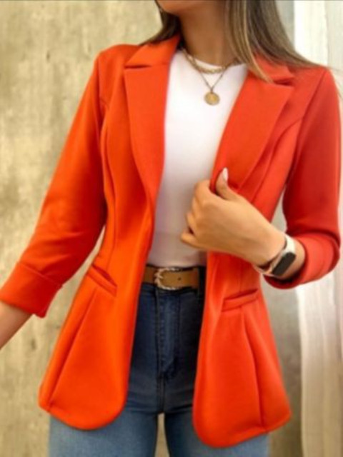 StyleCast Orange Coloured Long Sleeves Open Front Blazer - Image 2