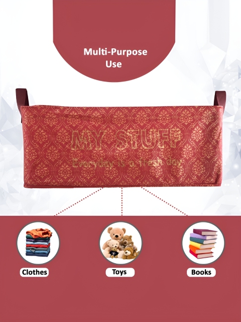 Myntra Elegant Homes Maroon 4 Pcs Cloth Storage Bag With Handle - Image 5