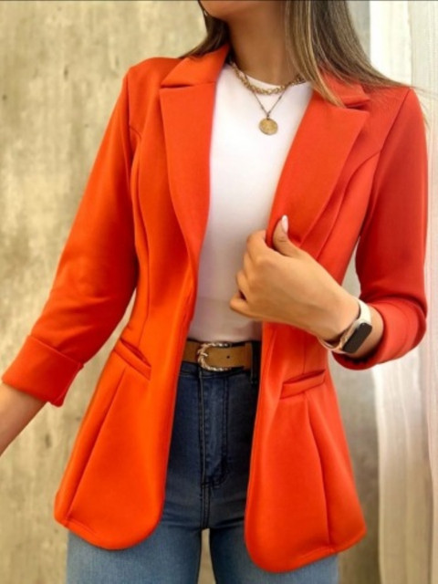 StyleCast Orange Coloured Long Sleeves Open Front Blazer
