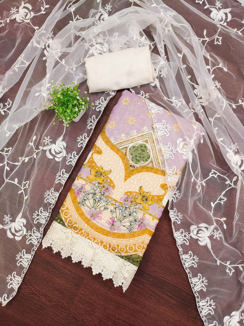 KALINI Floral Printed Georgette Unstitched Dress Material