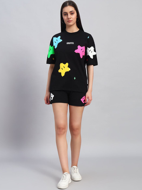 GRIFFEL Printed Oversized Pure Cotton Co-Ords